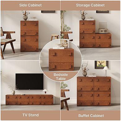 22.8" Modular TV Stand, Stackable Wooden Media Console with 2 Drawers, Modern Storage Unit