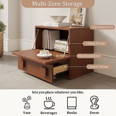 22.8" Modular TV Stand, Stackable Wooden Media Console with 2 Drawers, Modern Storage Unit