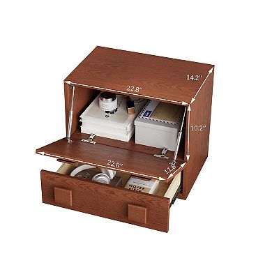 22.8" Modular TV Stand, Stackable Wooden Media Console with 2 Drawers, Modern Storage Unit