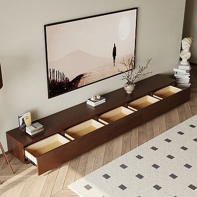 Modern Walnut Finish TV Stand, Media Console