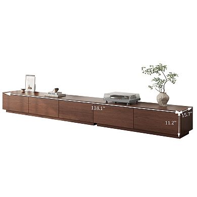 Modern Walnut Finish TV Stand, Media Console
