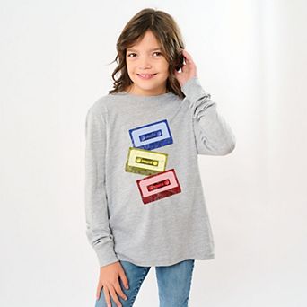 Cassette Tape Stack - Youth Long Sleeve Graphic T-Shirt