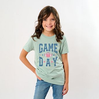 Game Day Blue Distressed - Youth Short Sleeve Graphic T-Shirt
