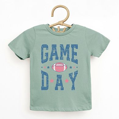 Game Day Blue Distressed - Toddler Short Sleeve Graphic T-Shirt
