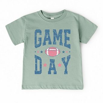 Game Day Blue Distressed - Toddler Short Sleeve Graphic T-Shirt