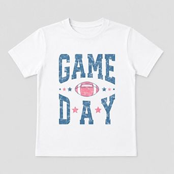 Game Day Blue Distressed - Toddler Short Sleeve Graphic T-Shirt