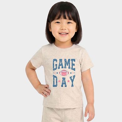 Game Day Blue Distressed - Toddler Crew Shorts Set