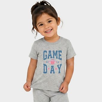 Game Day Blue Distressed - Toddler Crew Shorts Set