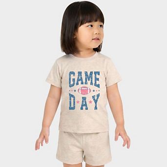 Game Day Blue Distressed - Toddler Crew Shorts Set