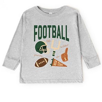 Football Green Icons - Toddler Long Sleeve Graphic Tee