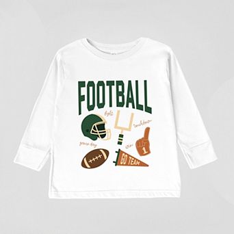 Football Green Icons - Toddler Long Sleeve Graphic Tee