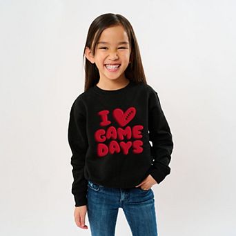 I Love Game Days Puff Print - Youth Graphic Sweatshirt