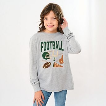 Football Green Icons - Youth Long Sleeve Graphic T-Shirt
