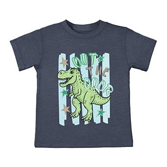Out The Door Dinosaur - Toddler Short Sleeve Graphic T-Shirt