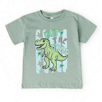 Out The Door Dinosaur - Toddler Short Sleeve Graphic T-Shirt