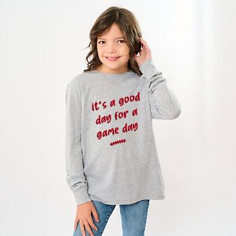 It's A Good Day For A Game Day Puff Print - Youth Long Sleeve Graphic T-Shirt