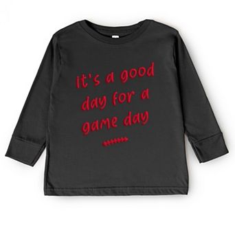 It's A Good Day For A Game Day Puff Print - Toddler Long Sleeve Graphic Tee