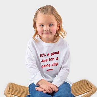 It's A Good Day For A Game Day Puff Print - Toddler Long Sleeve Graphic Tee