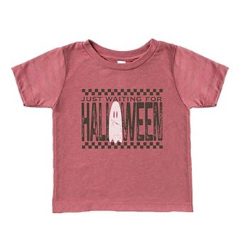 Just Waiting For Halloween Checkered - Toddler Short Sleeve Graphic T-Shirt