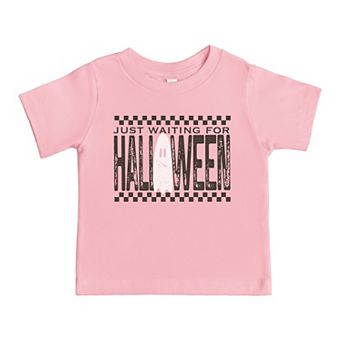 Just Waiting For Halloween Checkered - Toddler Short Sleeve Graphic T-Shirt