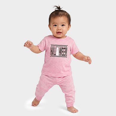Just Waiting For Halloween Checkered - Infant Jogger Pant Crew Set