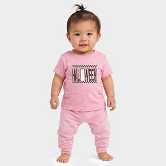 Just Waiting For Halloween Checkered - Infant Jogger Pant Crew Set