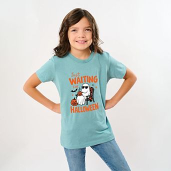 Just Waiting For Halloween Ghost - Youth Short Sleeve Graphic T-Shirt