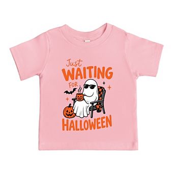 Just Waiting For Halloween Ghost - Toddler Short Sleeve Graphic T-Shirt
