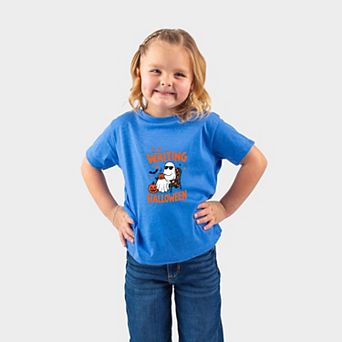 Just Waiting For Halloween Ghost - Toddler Short Sleeve Graphic T-Shirt