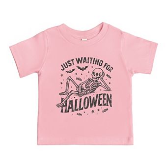 Just Waiting For Halloween Skeleton - Toddler Short Sleeve Graphic T-Shirt