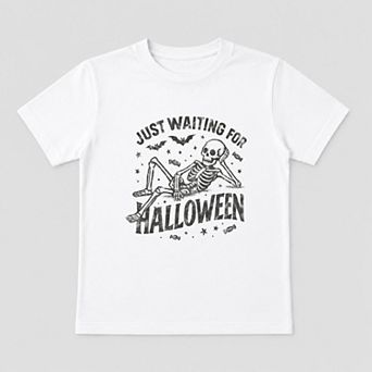 Just Waiting For Halloween Skeleton - Toddler Short Sleeve Graphic T-Shirt