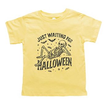 Just Waiting For Halloween Skeleton - Toddler Short Sleeve Graphic T-Shirt