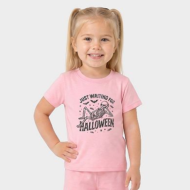 Just Waiting For Halloween Skeleton - Toddler Crew Shorts Set