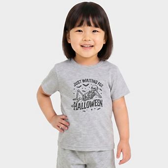 Just Waiting For Halloween Skeleton - Toddler Crew Shorts Set