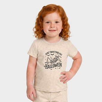 Just Waiting For Halloween Skeleton - Toddler Crew Shorts Set
