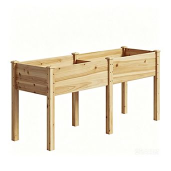 72 Inch Elevated Wood Garden Bed with Legs, Large Planter Box for Patio Balcony with Drainage