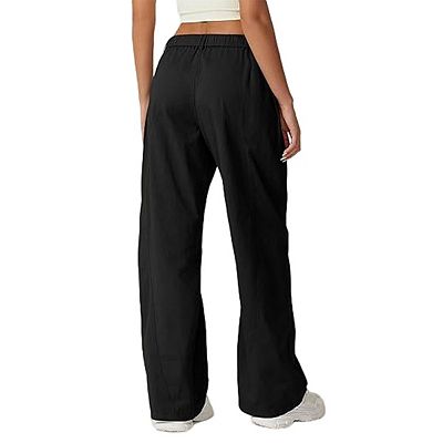 Womens Zip Front Wide Leg Long Pants High Waist Causal Cargo Pants