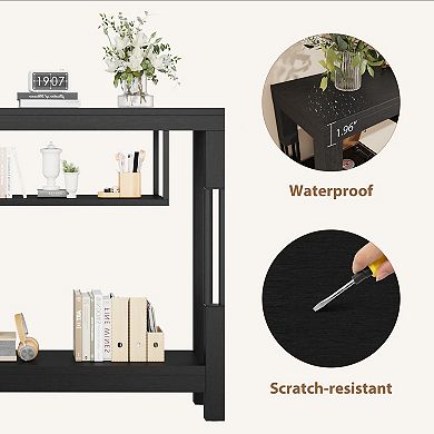 Industrial Console Table, 47 Inch Narrow Entryway Sofa Table with Open Storage Shelves