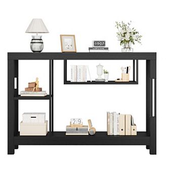 Industrial Console Table, 47 Inch Narrow Entryway Sofa Table with Open Storage Shelves
