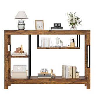 Industrial Console Table, 47 Inch Narrow Entryway Sofa Table with Open Storage Shelves