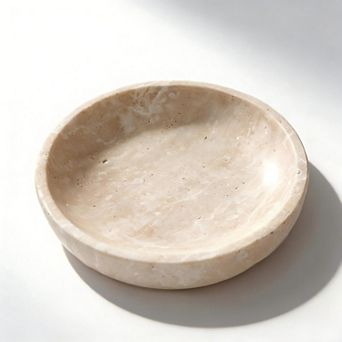 Marble Travertine Bowl Decorative Stone Round Home Decor Tray