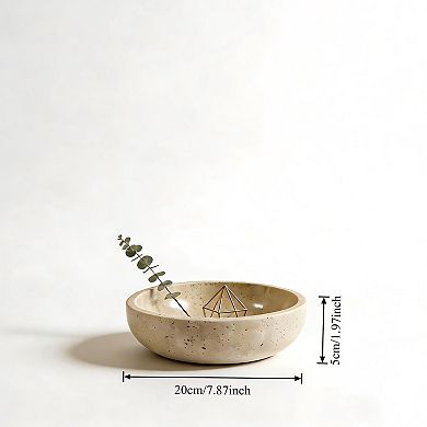 Marble Travertine Bowl Decorative Stone Round Home Decor Tray