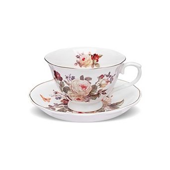 Rose Vintage Teacup Saucer Spoon Set