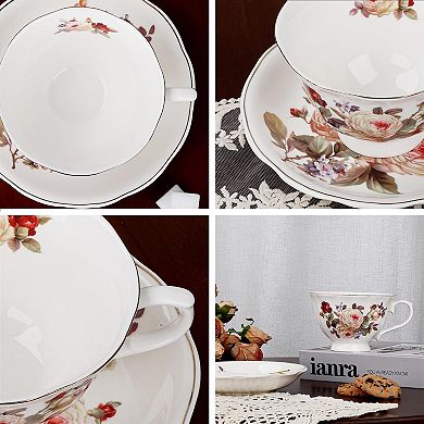 Rose Vintage Teacup Saucer Spoon Set