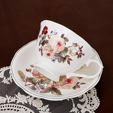 Rose Vintage Teacup Saucer Spoon Set