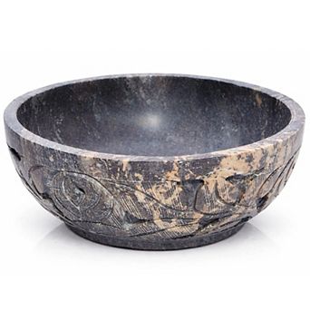 Marble Soapstone Smudge Pot Leaf Carved Bowl