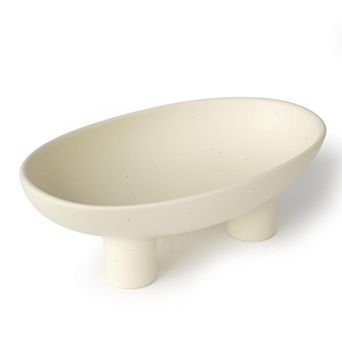 Three-Legs Ceramic Fruit Bowl Pedestal Serving Basket Table Decor