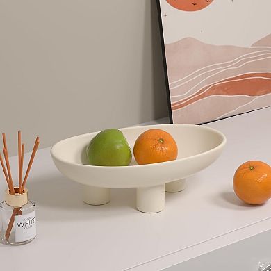 Three-Legs Ceramic Fruit Bowl Pedestal Serving Basket Table Decor