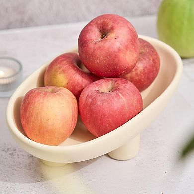 Three-Legs Ceramic Fruit Bowl Pedestal Serving Basket Table Decor