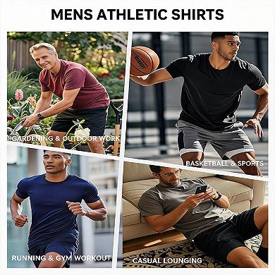 5 Pack Mens Quick Dry Athletic T-Shirt Running Gym Workout Tee
